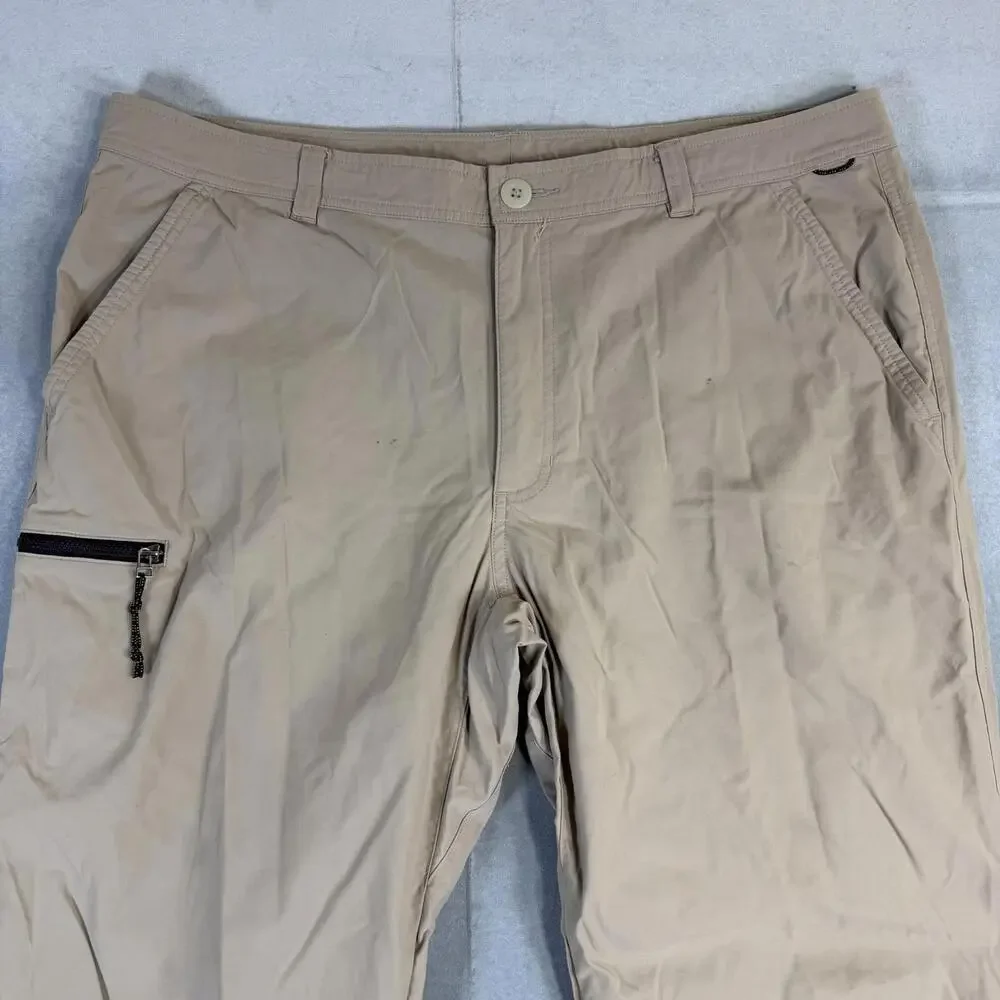 REI Co-op Trailmade Pants Mens 40x34 Tan Hiking Fishing Light Stretch Travel